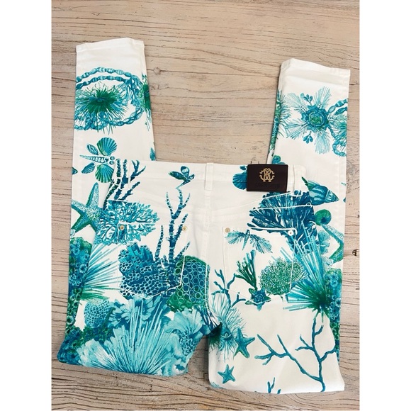 Roberto Cavalli Blue and White Straight Leg Jeans size 40 - Picture 6 of 14